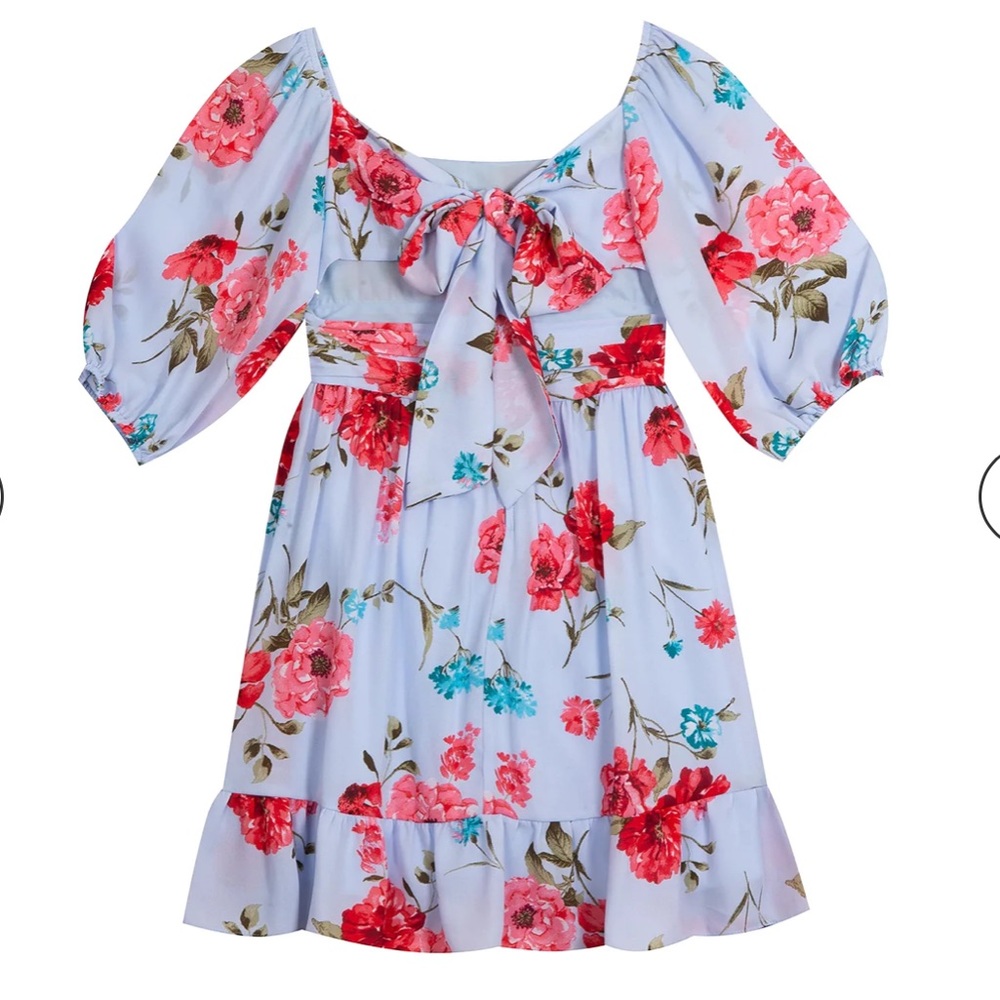Rare Editions Girls Floral Bubble Sleeve Dress - Picture 4 of 15